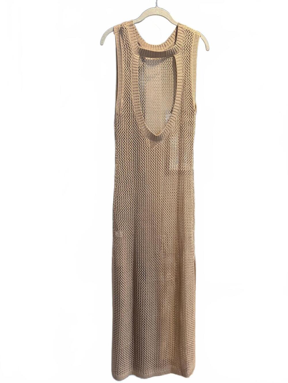 Boutique Swim Crochet Maxi Cover-Up Tan NEW - Picture 4 of 7